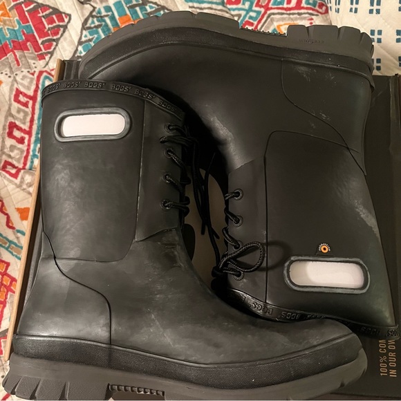 Bogs Black Amelia Lace-Up Rain Boot - Women 11 100% Waterproof - Picture 9 of 16